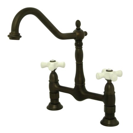 KINGSTON BRASS KS1175PX Heritage Bridge Kitchen Faucet, Oil Rubbed Bronze KS1175PX